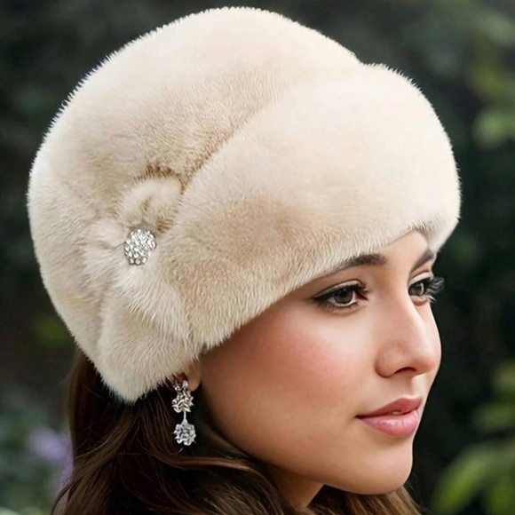 Cozy Fuzzy Floral Detail Winter Hat - Picture 3 of 4